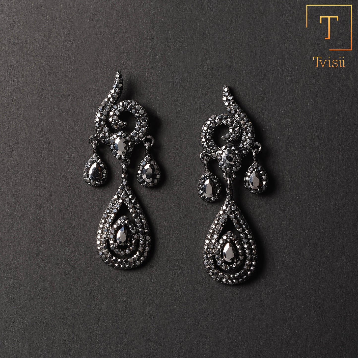 Shine Etch- Stone studded dangler earrings