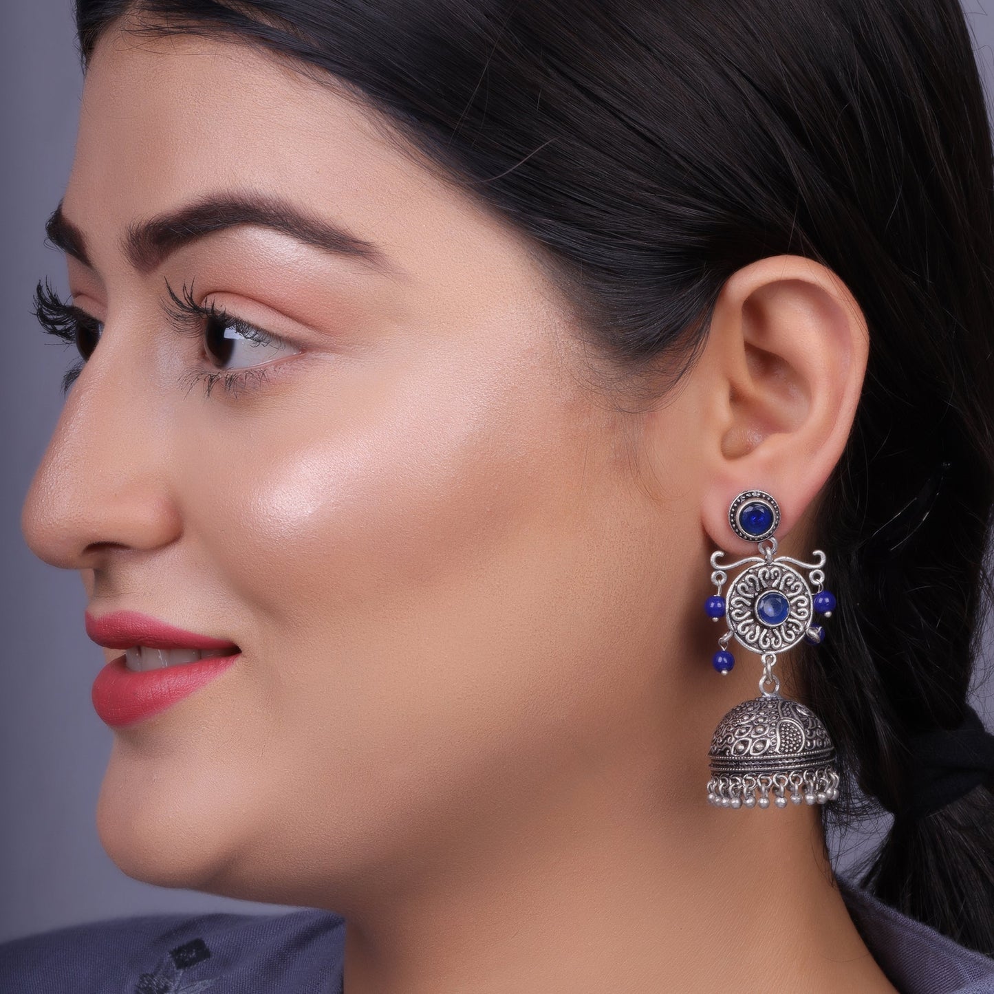 Mallika- Silver Toned Brass Jhumka Earrings