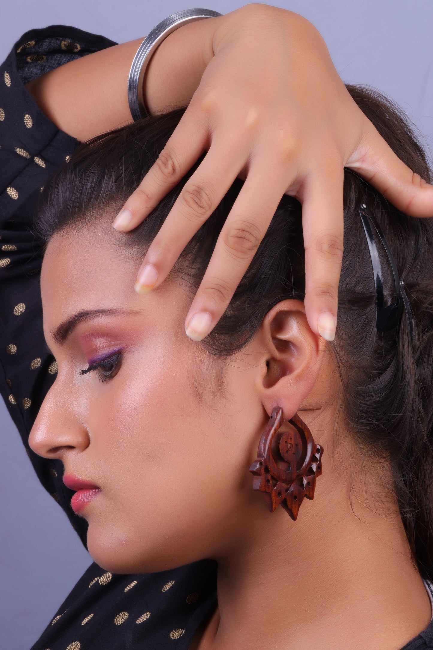 Hue- Wooden Dangler Earrings