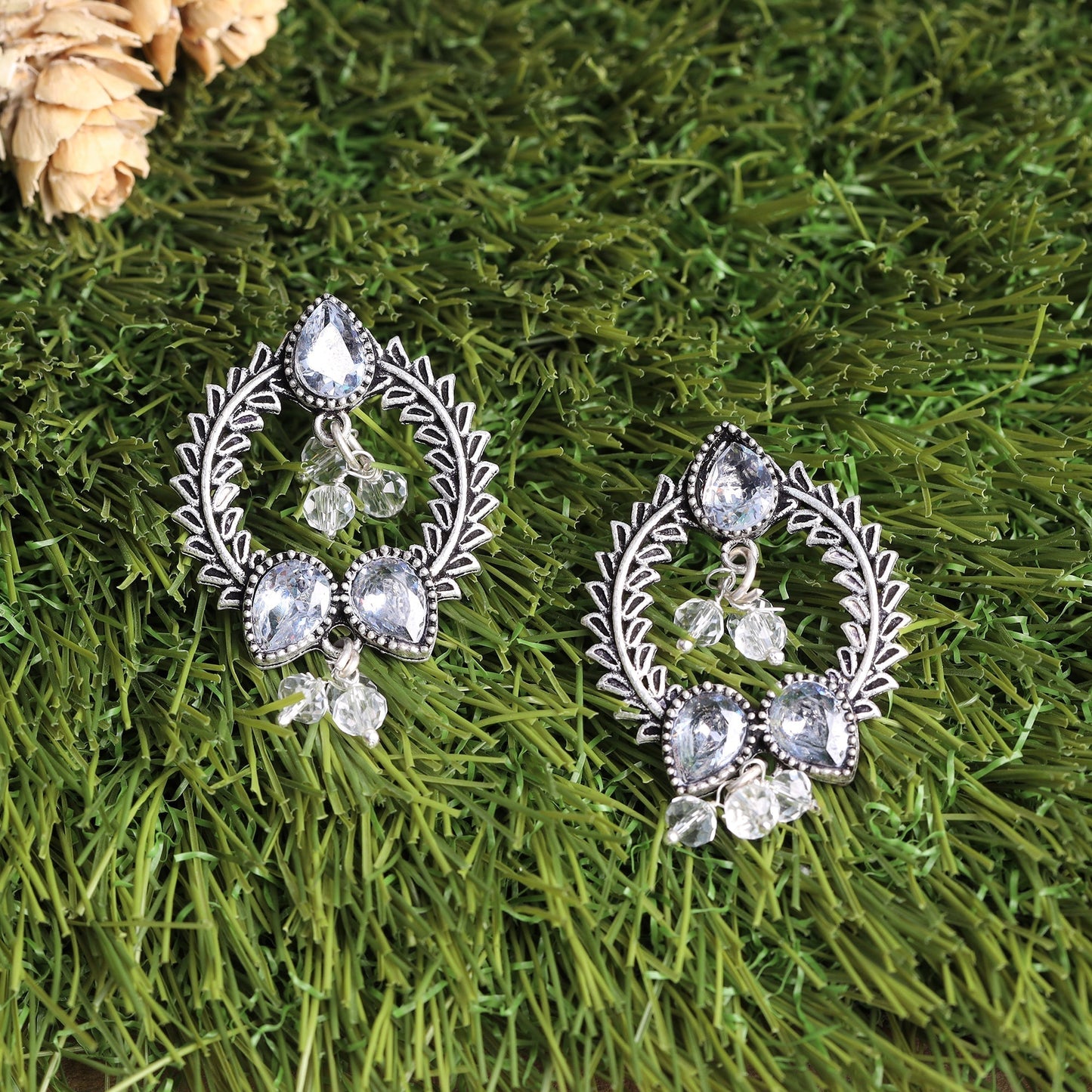 Ratnika- Silver Brass Oxidised stud earrings