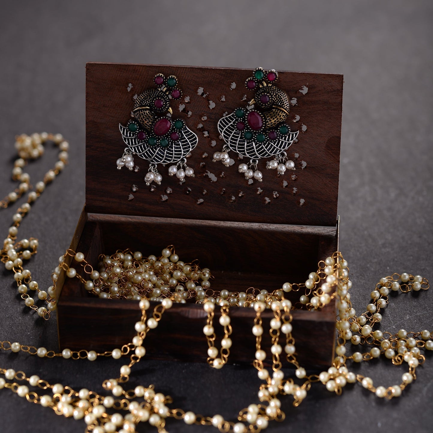 Mayuri- Silver Tone Brass Stud Earrings