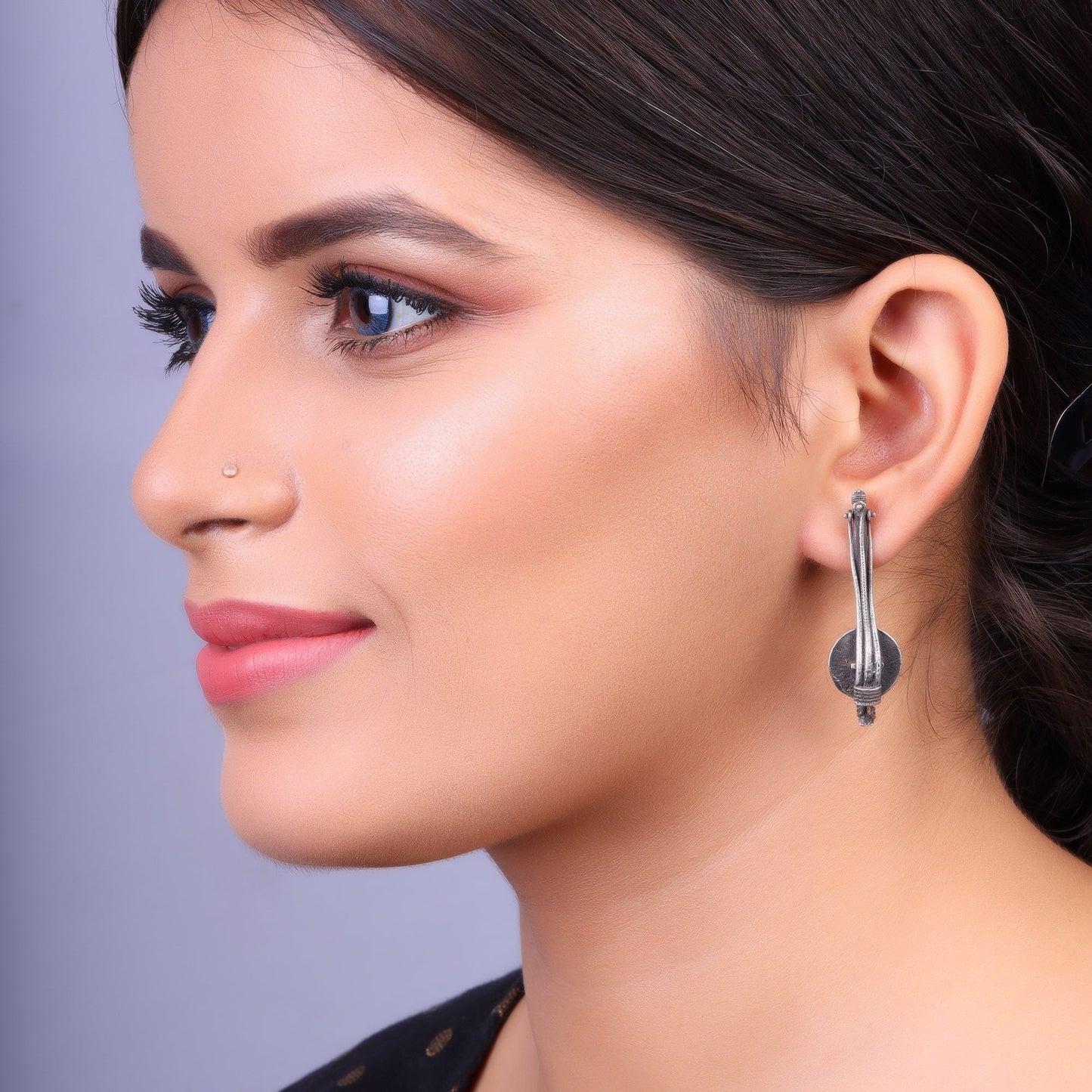 Mira- Silver Brass Oxidised Stud Earrings