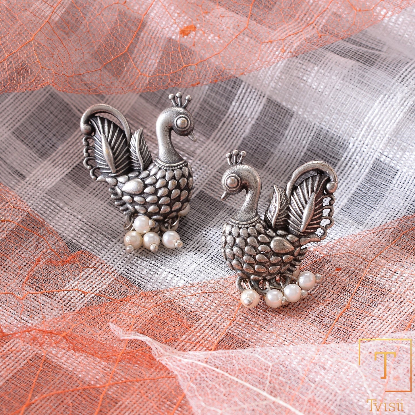 MotiMayur- Silver Brass Pearl Stud earrings