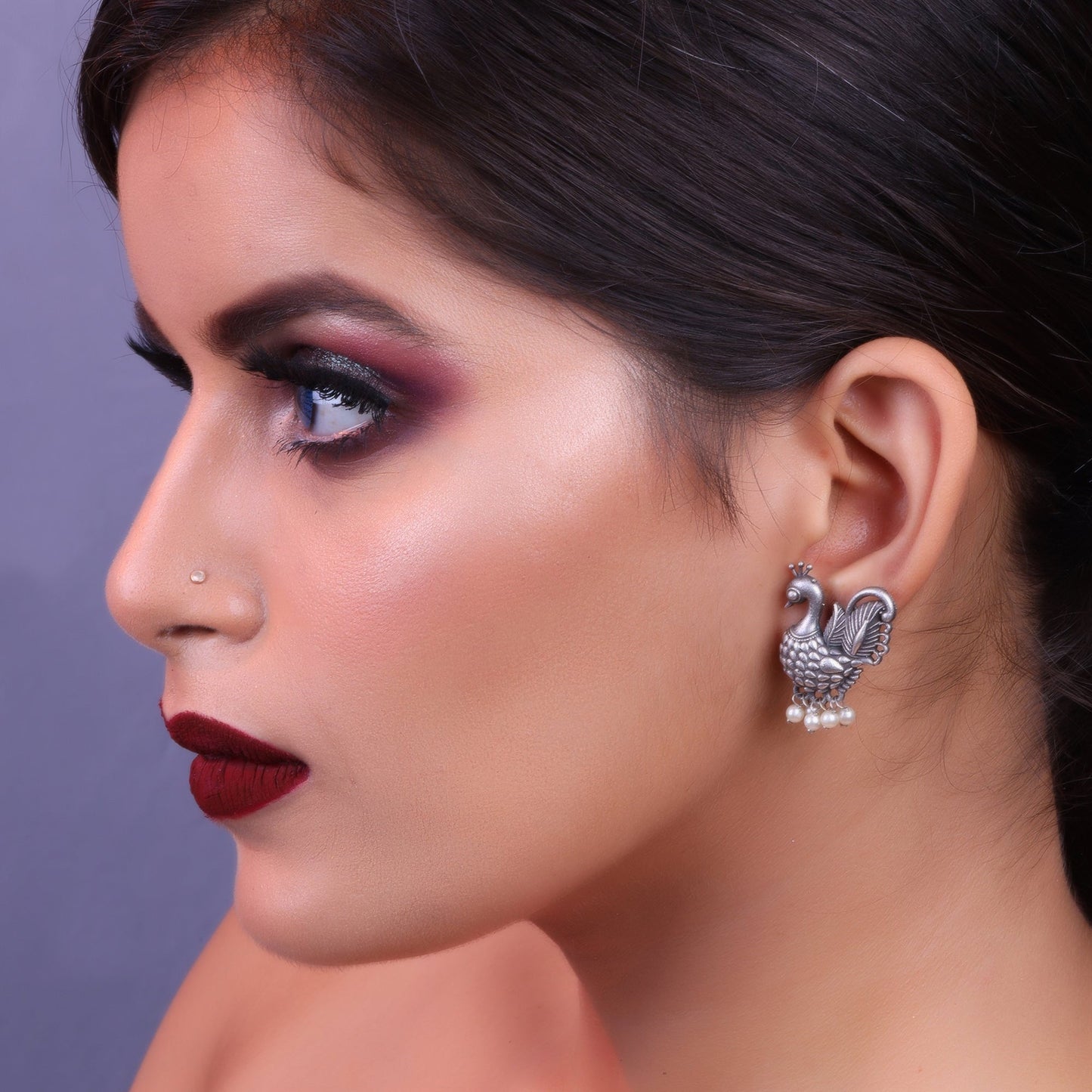 MotiMayur- Silver Brass Pearl Stud earrings