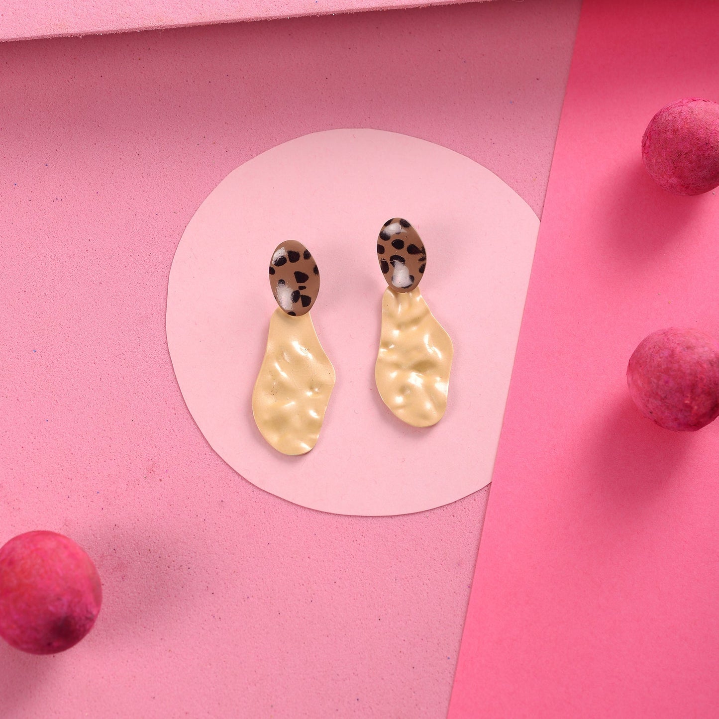 Coral Petal- Metallic dangler earrings