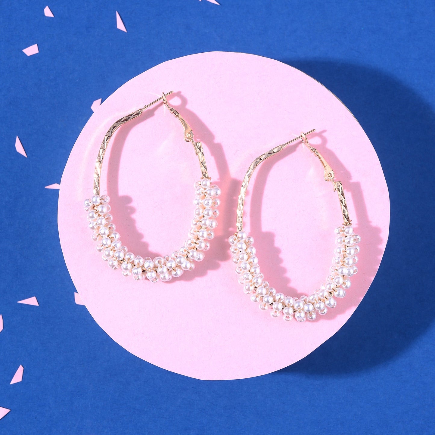 Pearl Power- Pearl framed hoop earrings