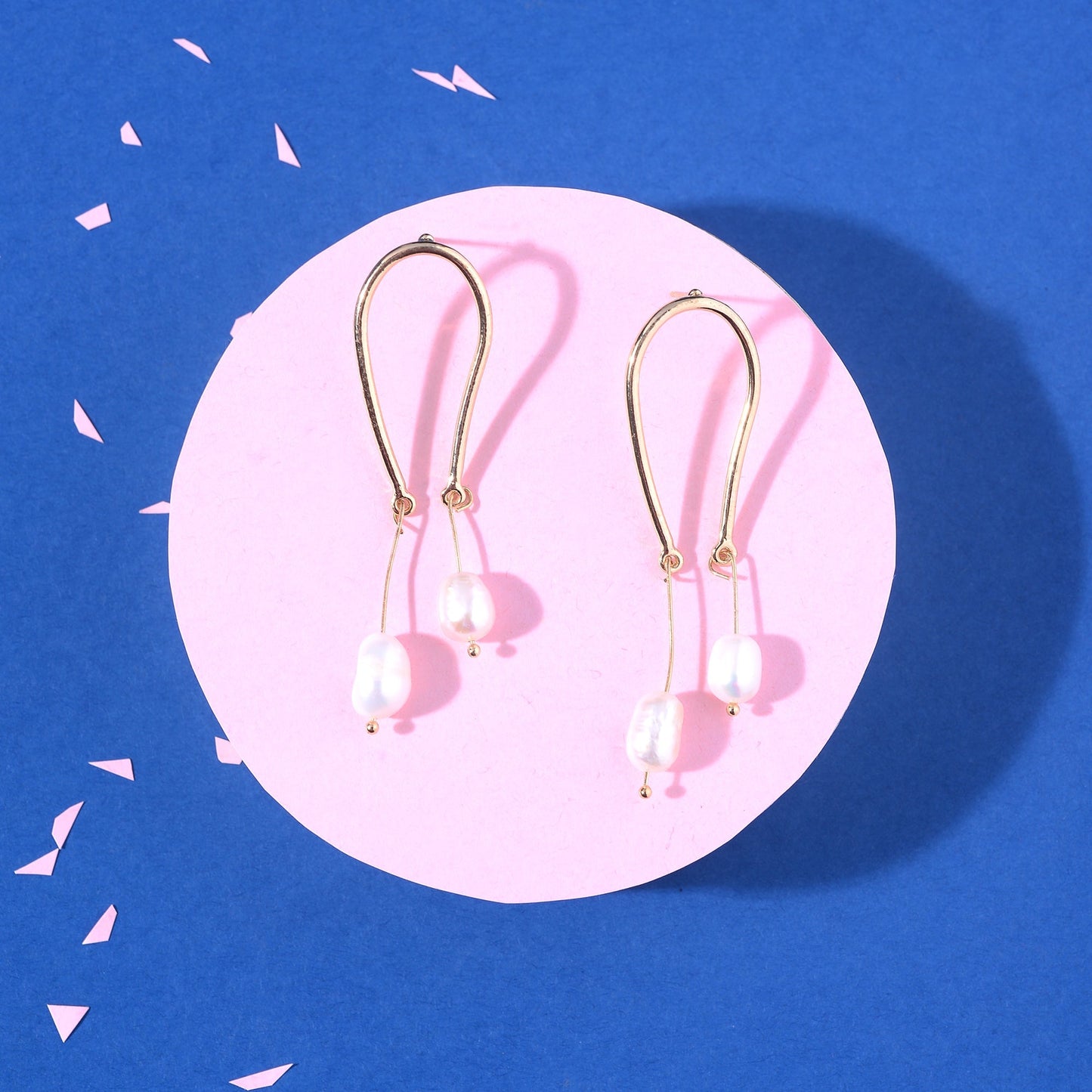 Golden Drew- Hanging Pearl dangler earrings