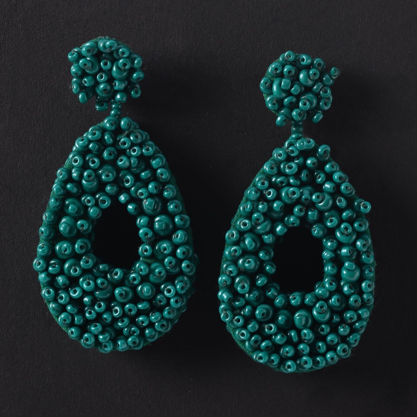 Auric Blaze- Beaded vibrant dangler earrings(Green)
