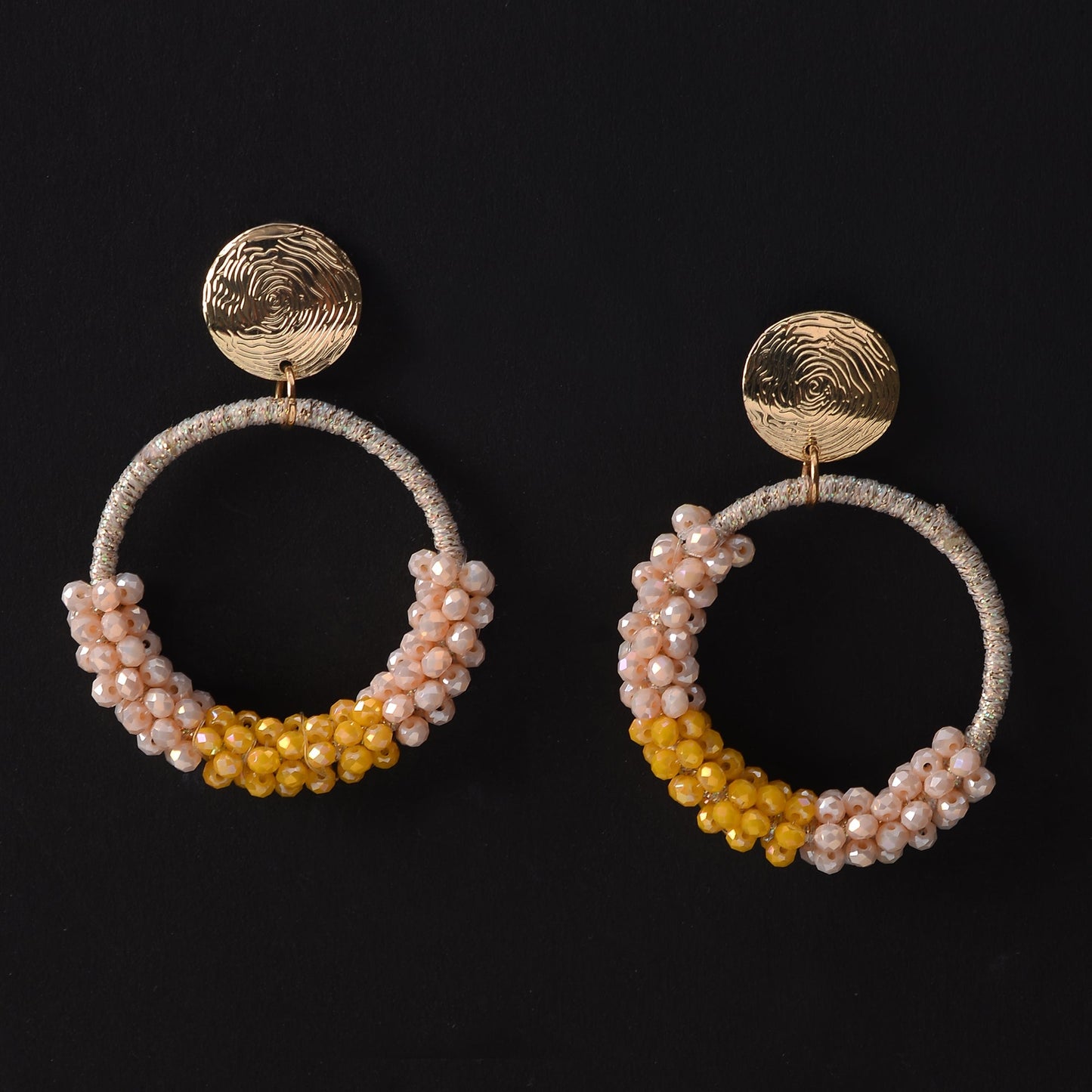Galaxy glow- Beaded dangler earrings (Yellow)