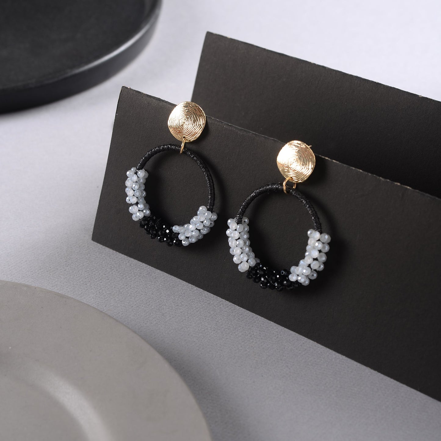 Galaxy glow- Beaded dangler earrings (Black)