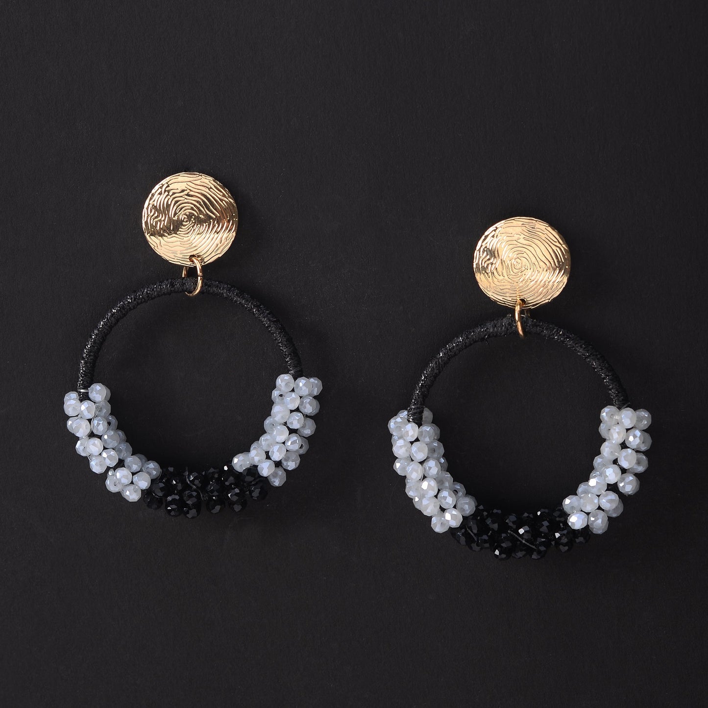 Galaxy glow- Beaded dangler earrings (Black)