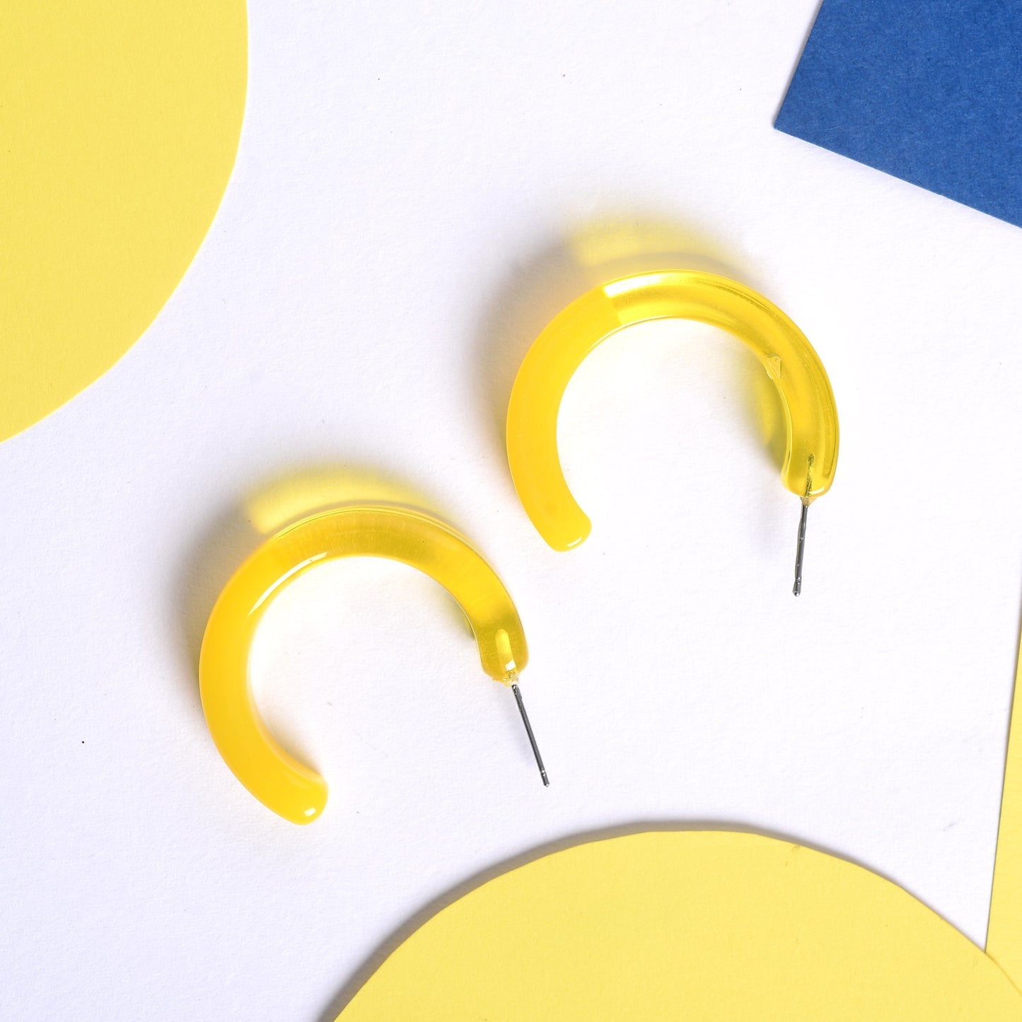 Summer sip- Bright yellow hoop earrings