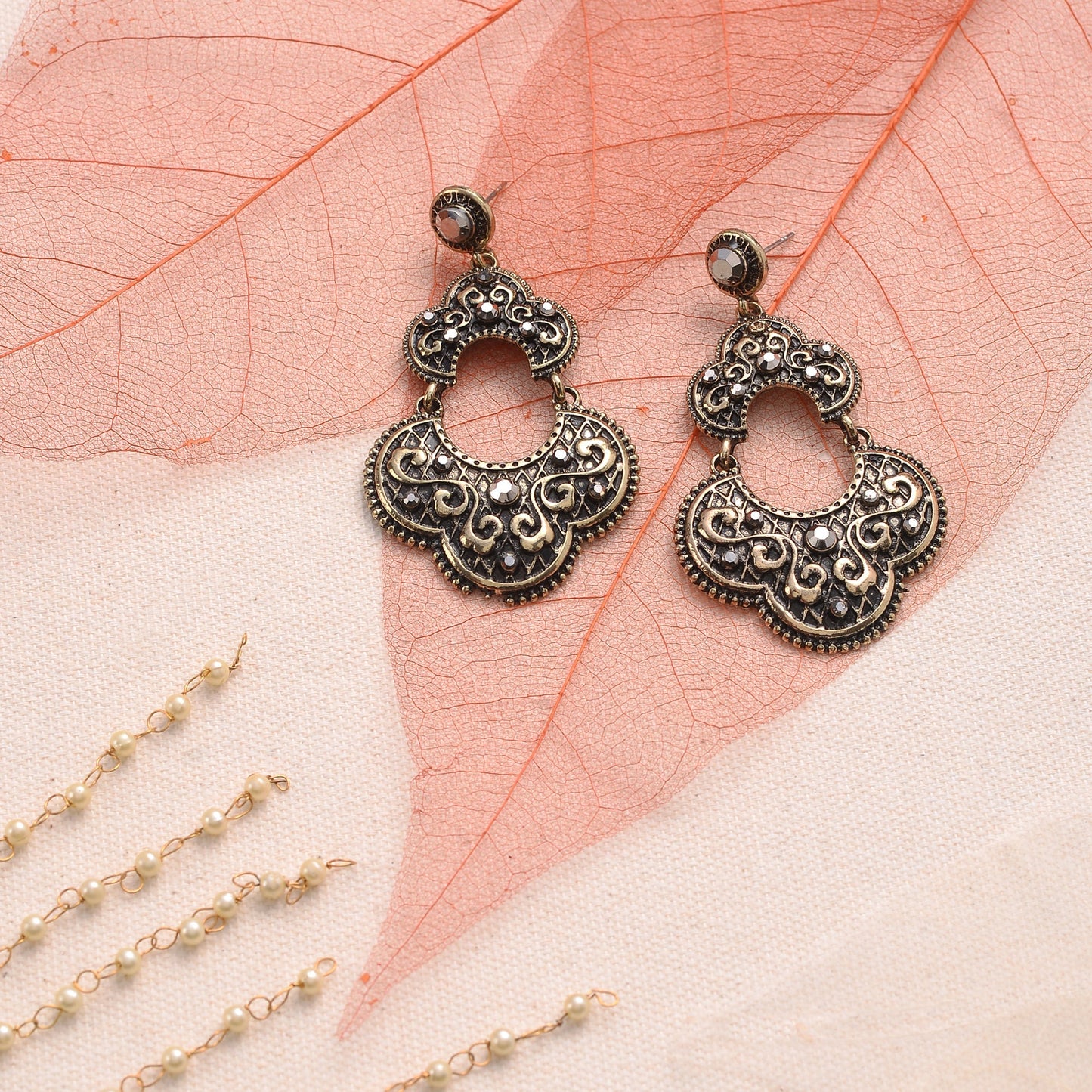 Earth Thread- Swirly patterned Dangler Earrings
