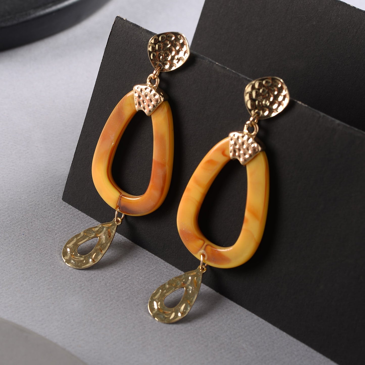 Sunset Thread- Metallic charm dangler earrings