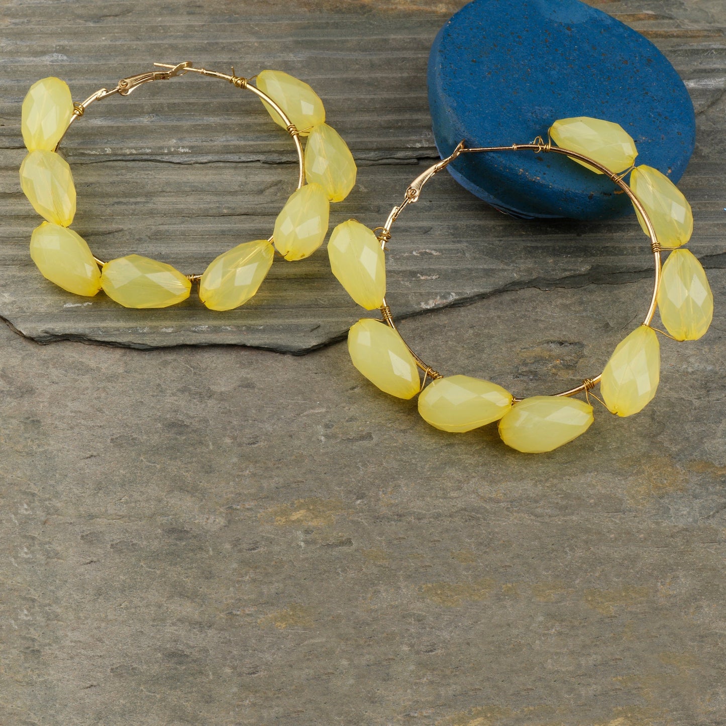Petal Flutter- Bead studded hoop earrings