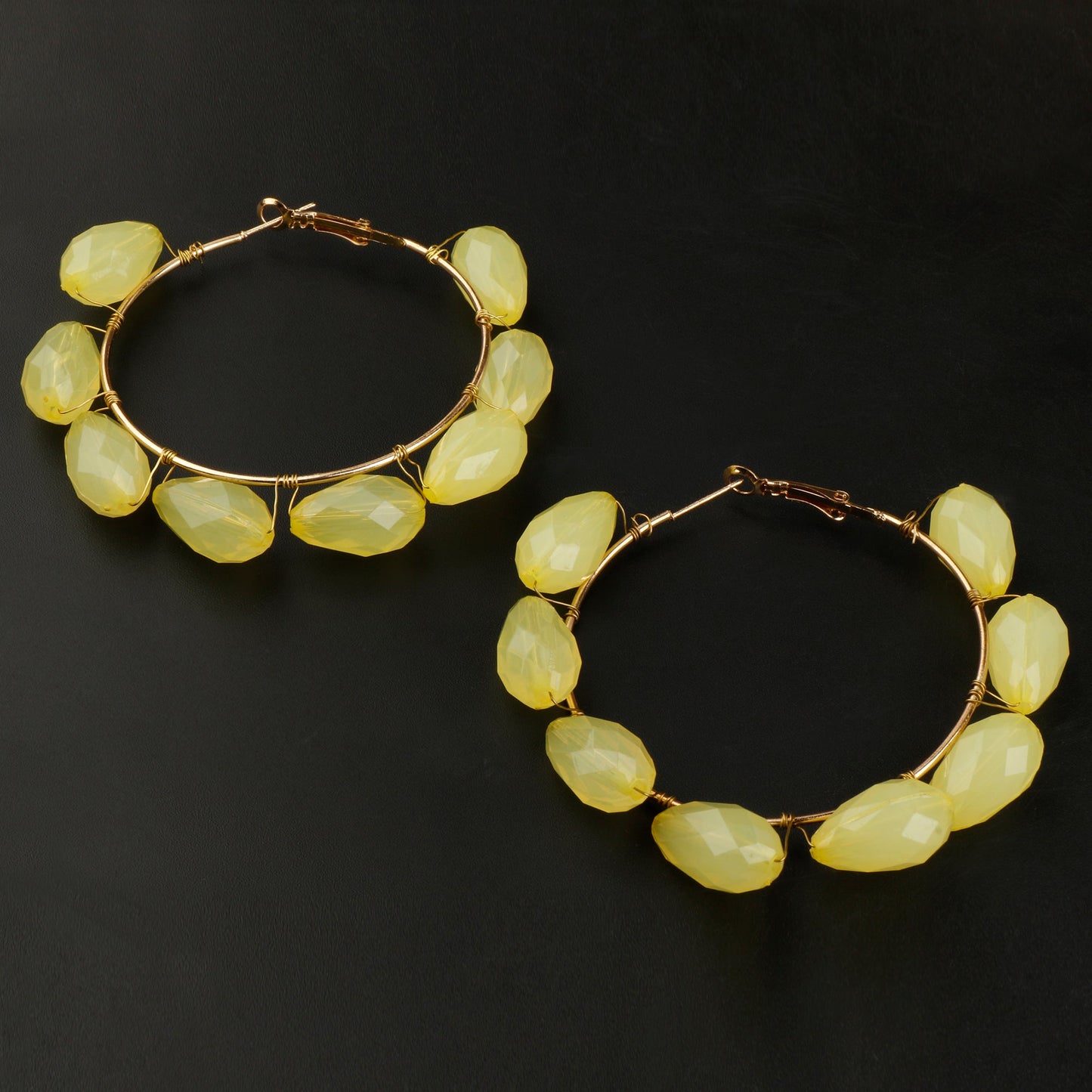 Petal Flutter- Bead studded hoop earrings
