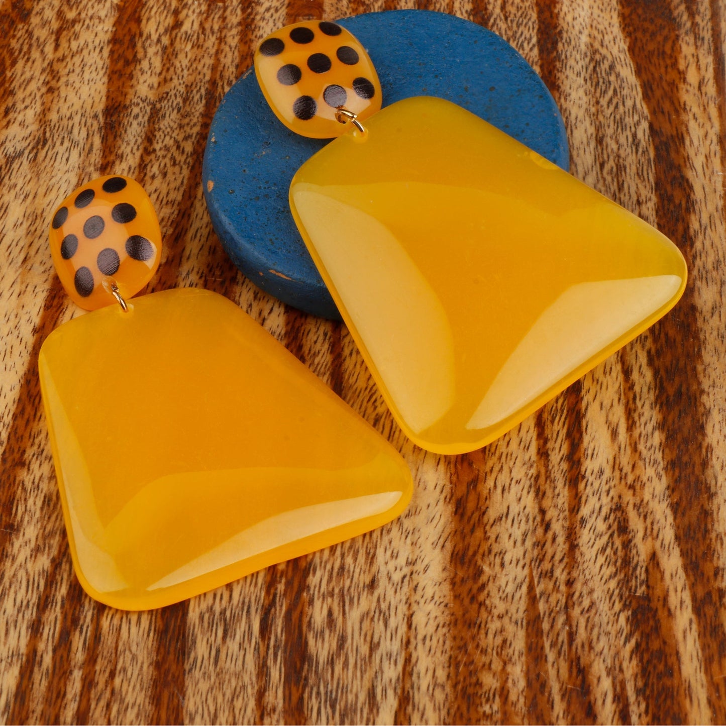 Gentle Glide- Shiny dangler earrings (Yellow)