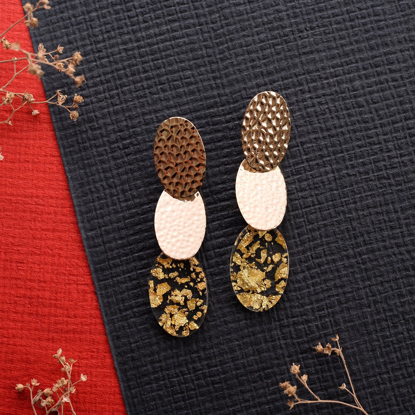 Art Pop- Oval Layered Dangler Earrings