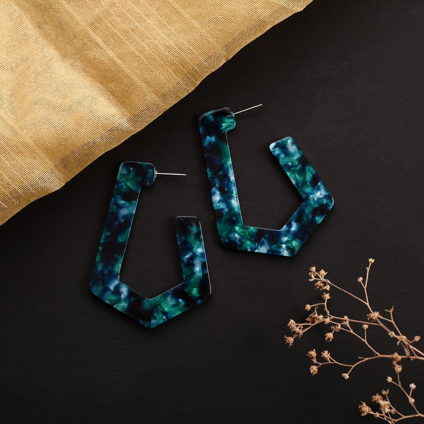Stone Whisper- Marble Textured Hoop Earrings