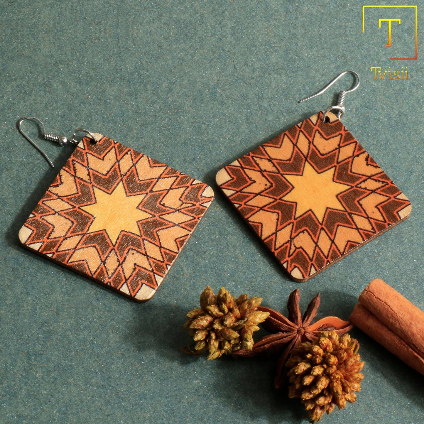 Amber Bloom- Colorful dangler earrings