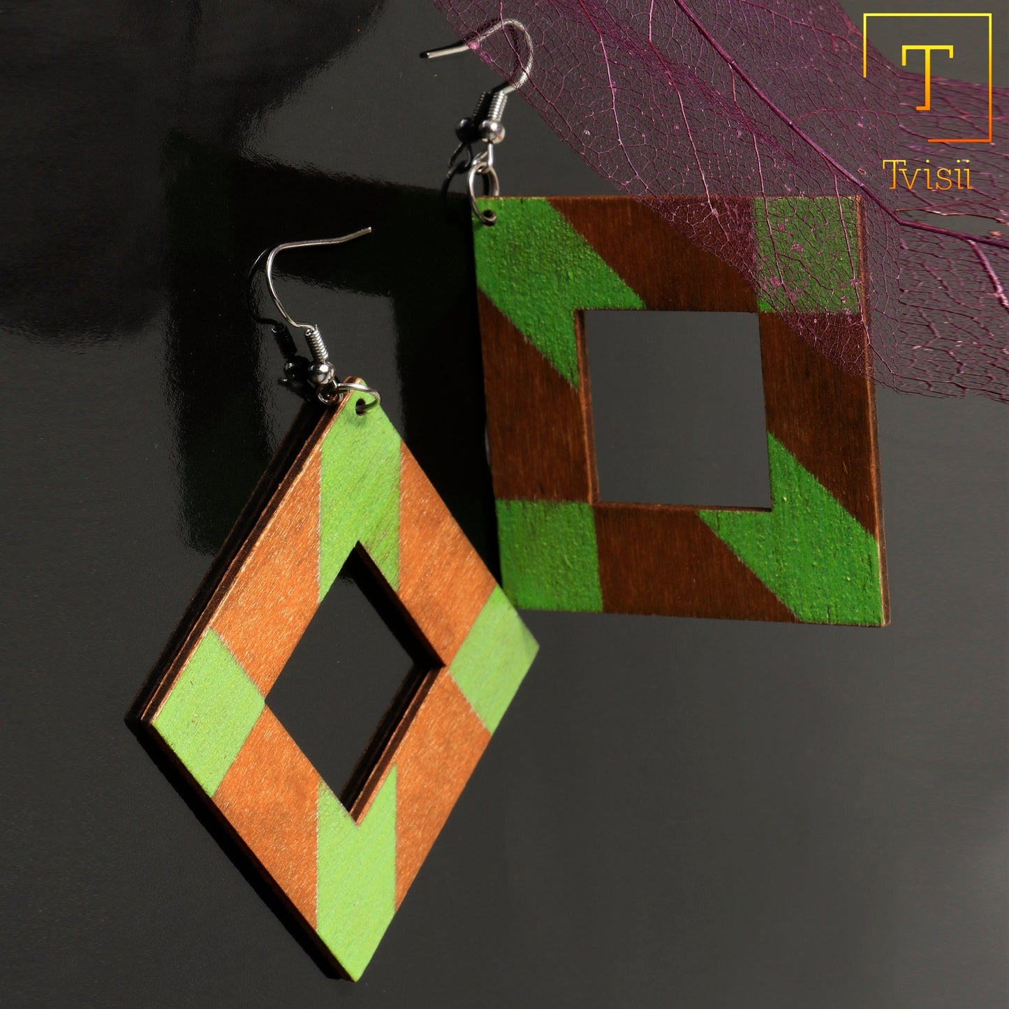 Wildwood Thread- Wooden dangler earrings