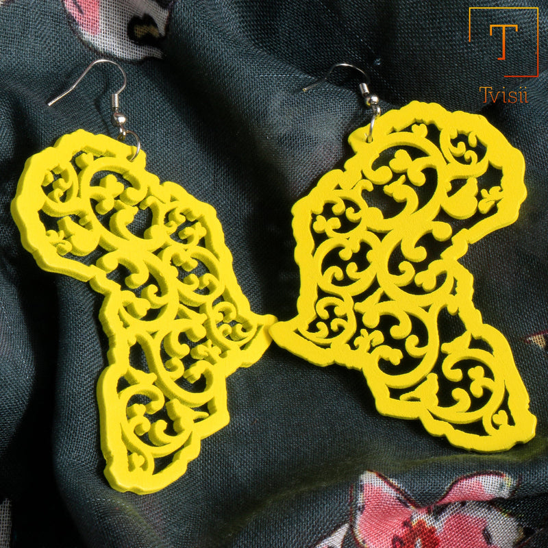 Echo of Colour- Embroidered Dangler Earrings (Yellow)