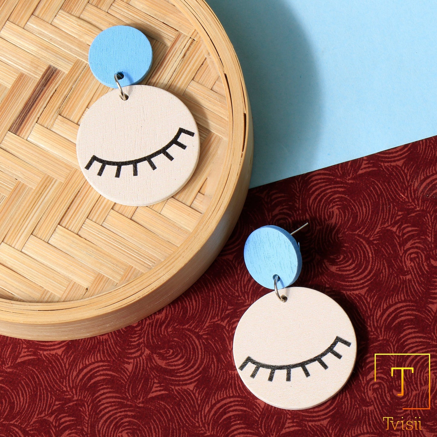 Earth Edit- Wooden dangler earrings