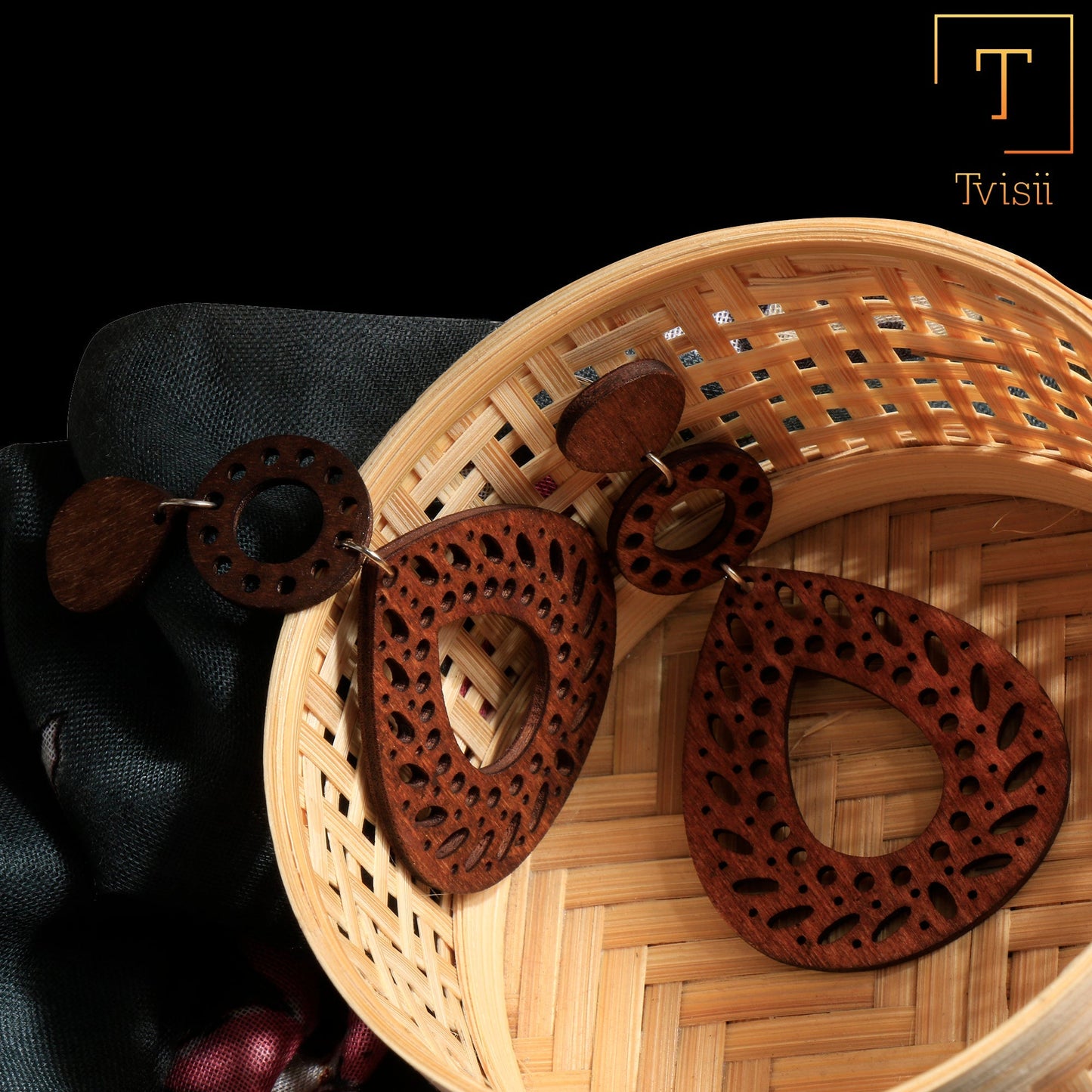 Boho Beast Wooden dangler earrings