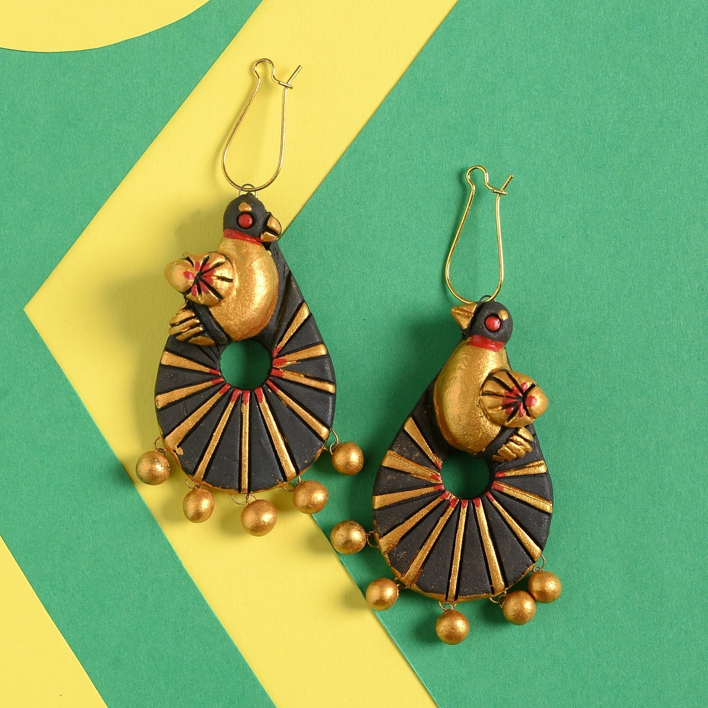 Vasundhue- Handcrafted Clay Dangler Earrings