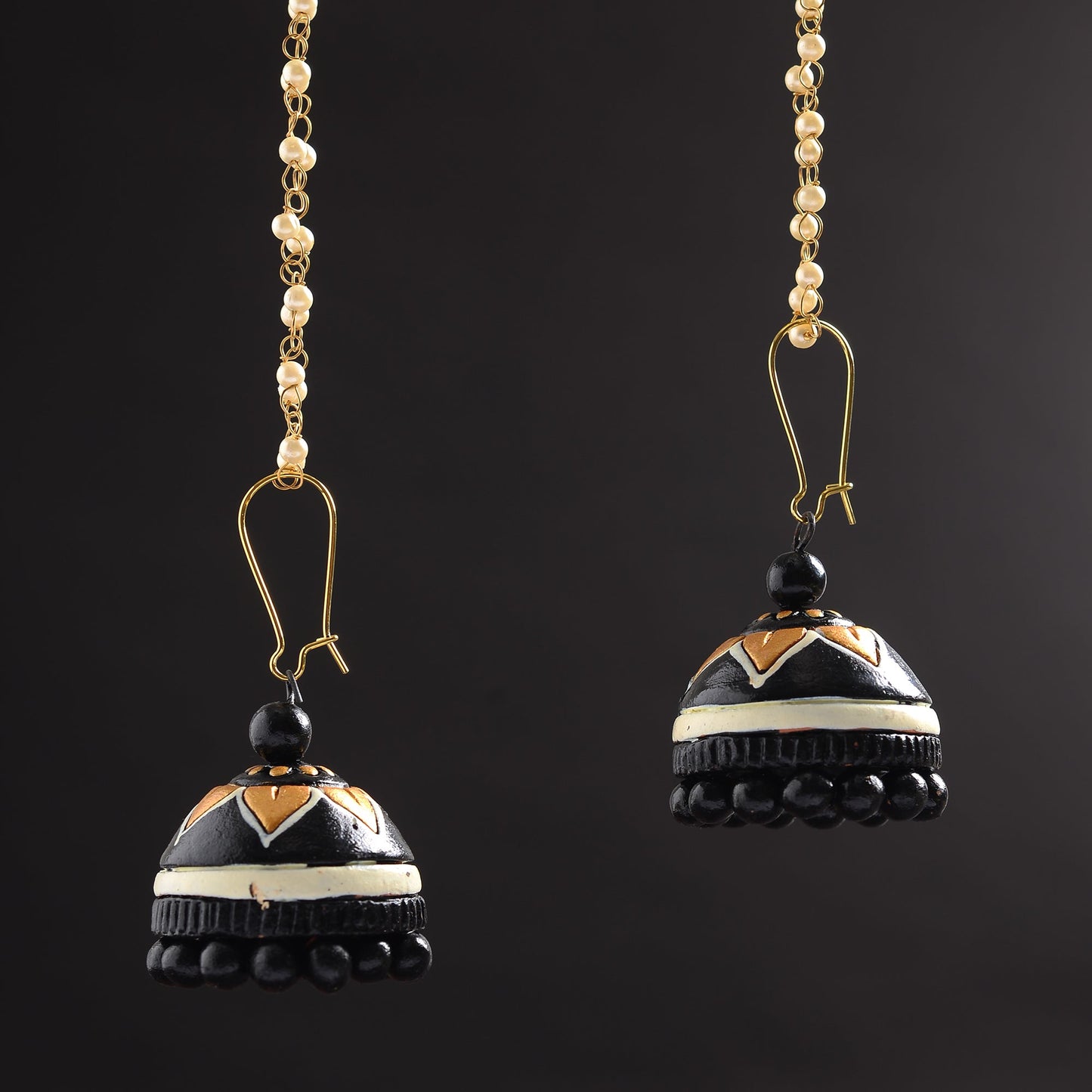 Dharanika- Handcrafted Clay Jhumki Earrings