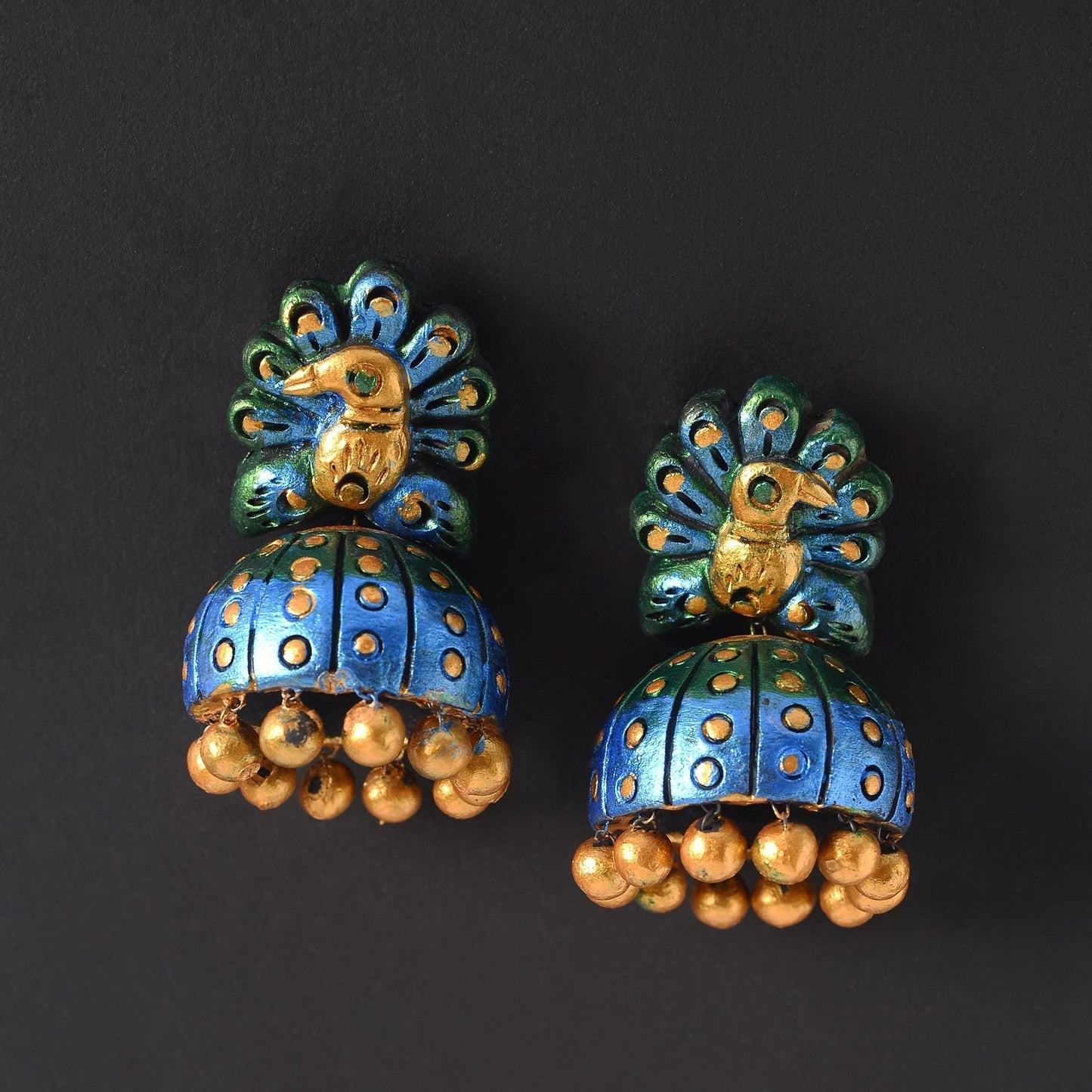 Gulal- Handcrafted Clay Jhumki Earrings