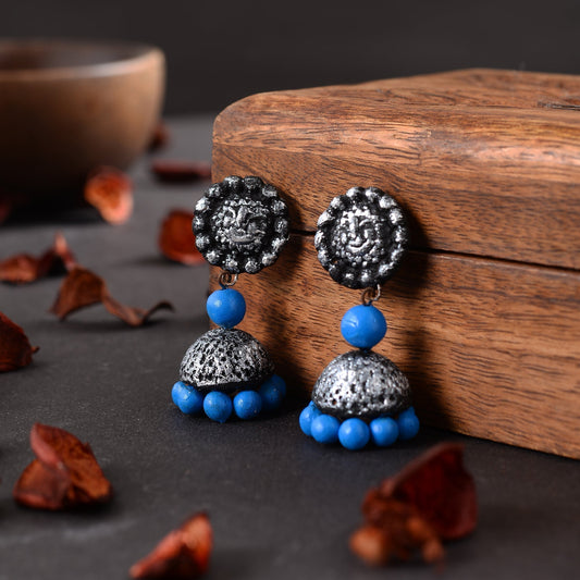 Neela- Handcrafted Clay Jhumki Earrings