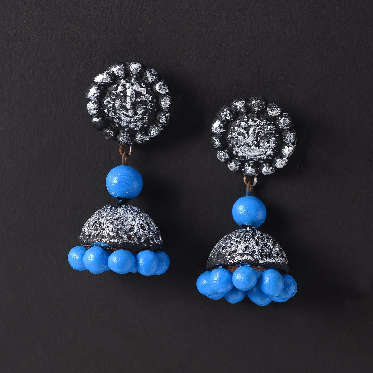 Neela- Handcrafted Clay Jhumki Earrings