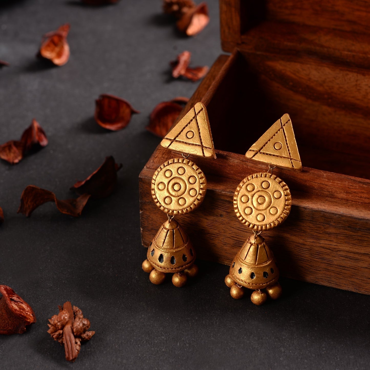 Varsha- Handcrafted Clay Jhumki Earrings