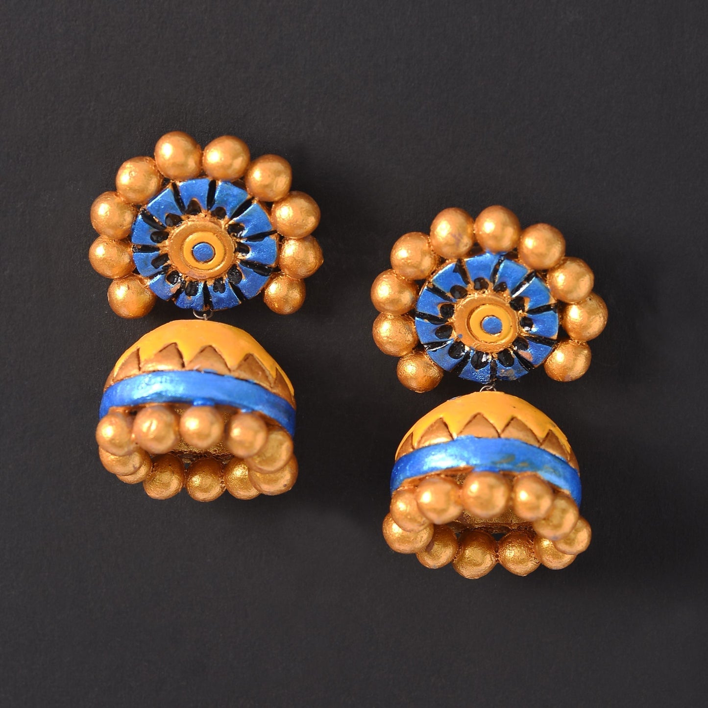 Chhaya- Handcrafted Clay Jhumki Earrings