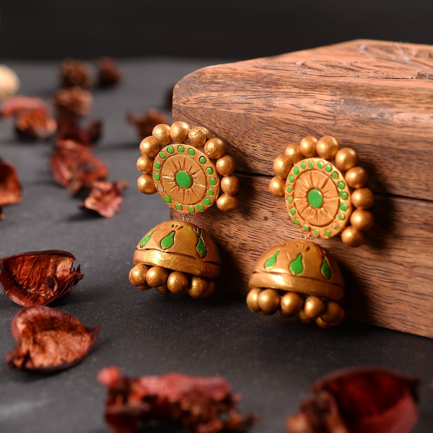 Tapanika- Handcrafted Clay Jhumki Earrings