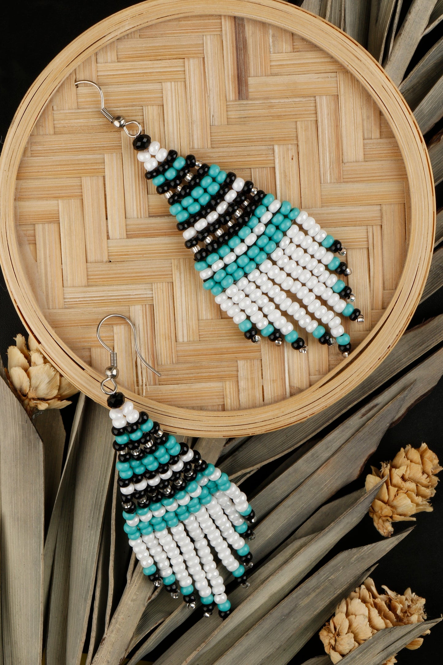Color Verse- Beaded strand dangler earrings