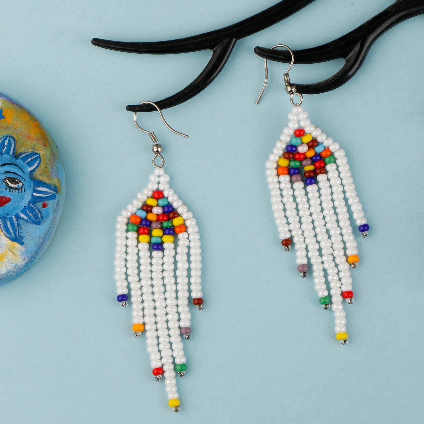 Golden Bead- Beaded dangler earrings