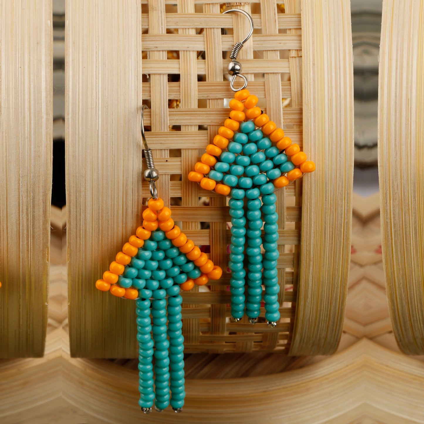 Golden Bead- Beaded dangler earrings