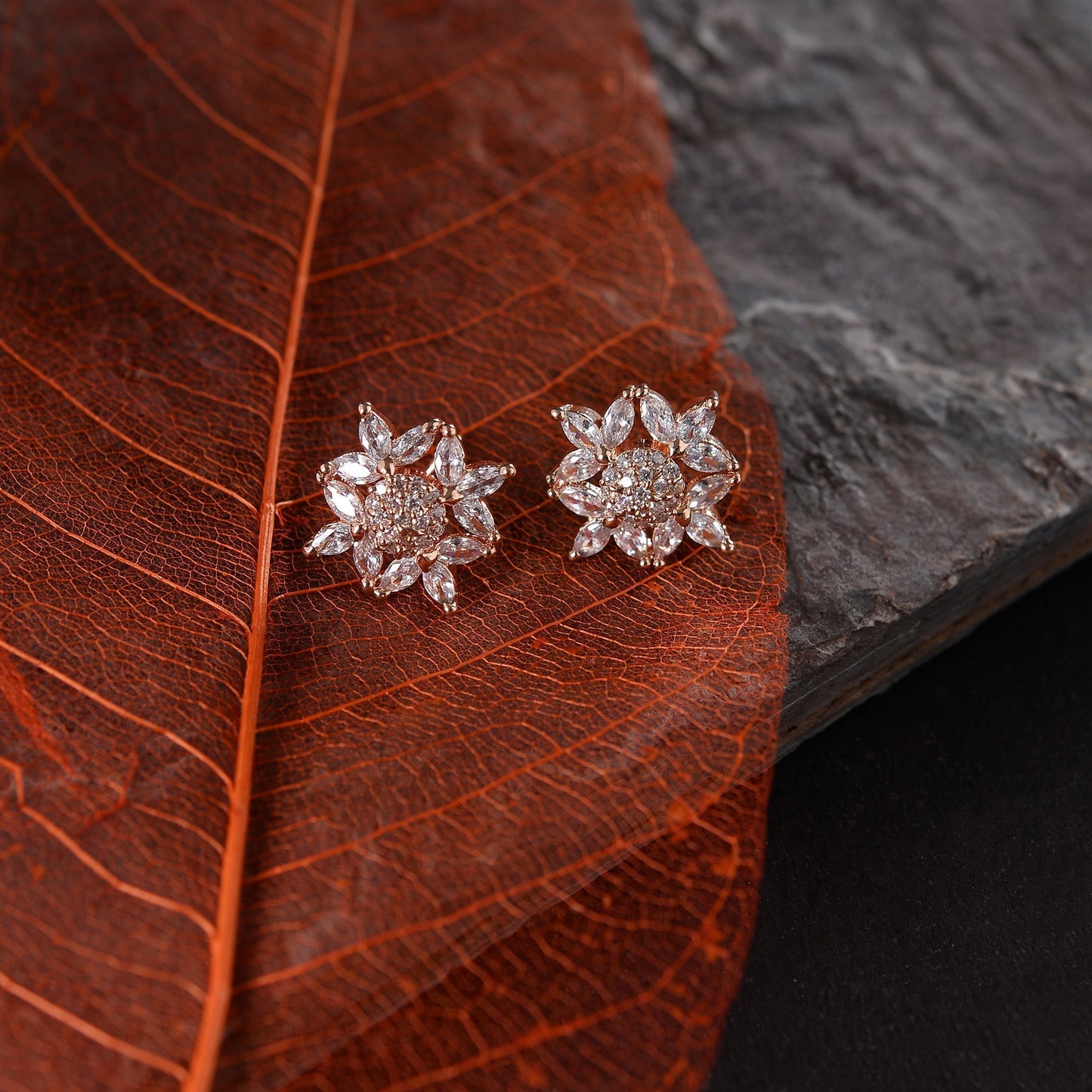 Lunessa- Stone Studded Zirconia Stud Earrings