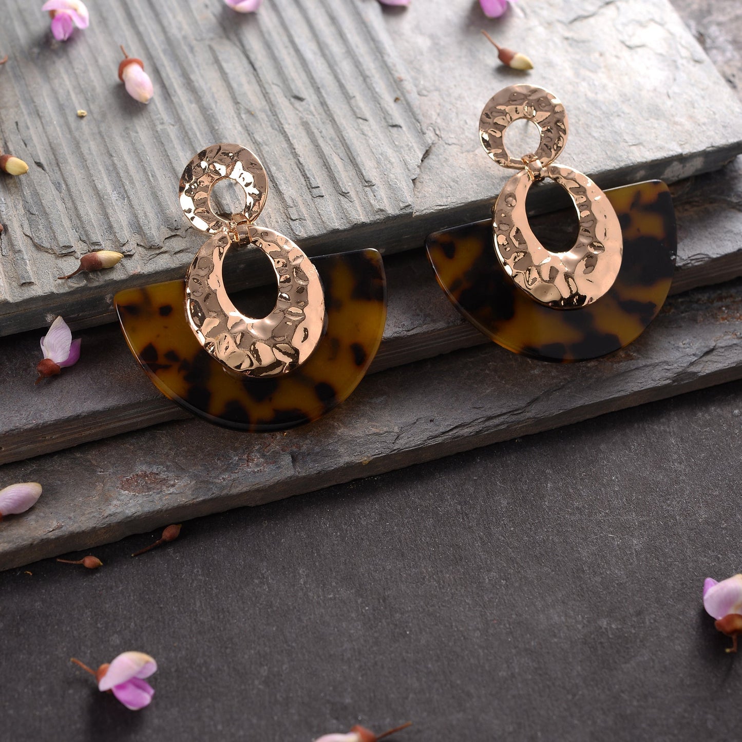 Gleam and shine- Golden metallic dangler earrings