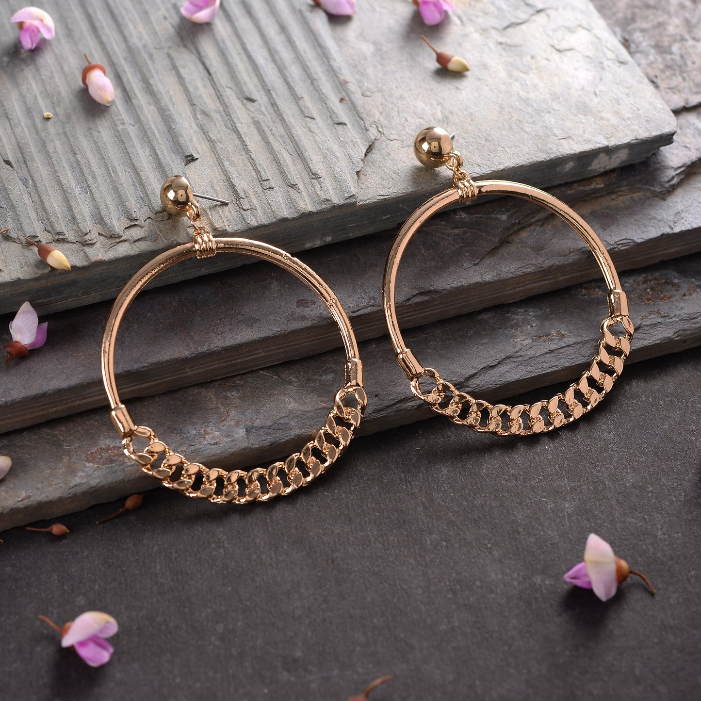 Golden Thread- Golden framed Hoops Earrings