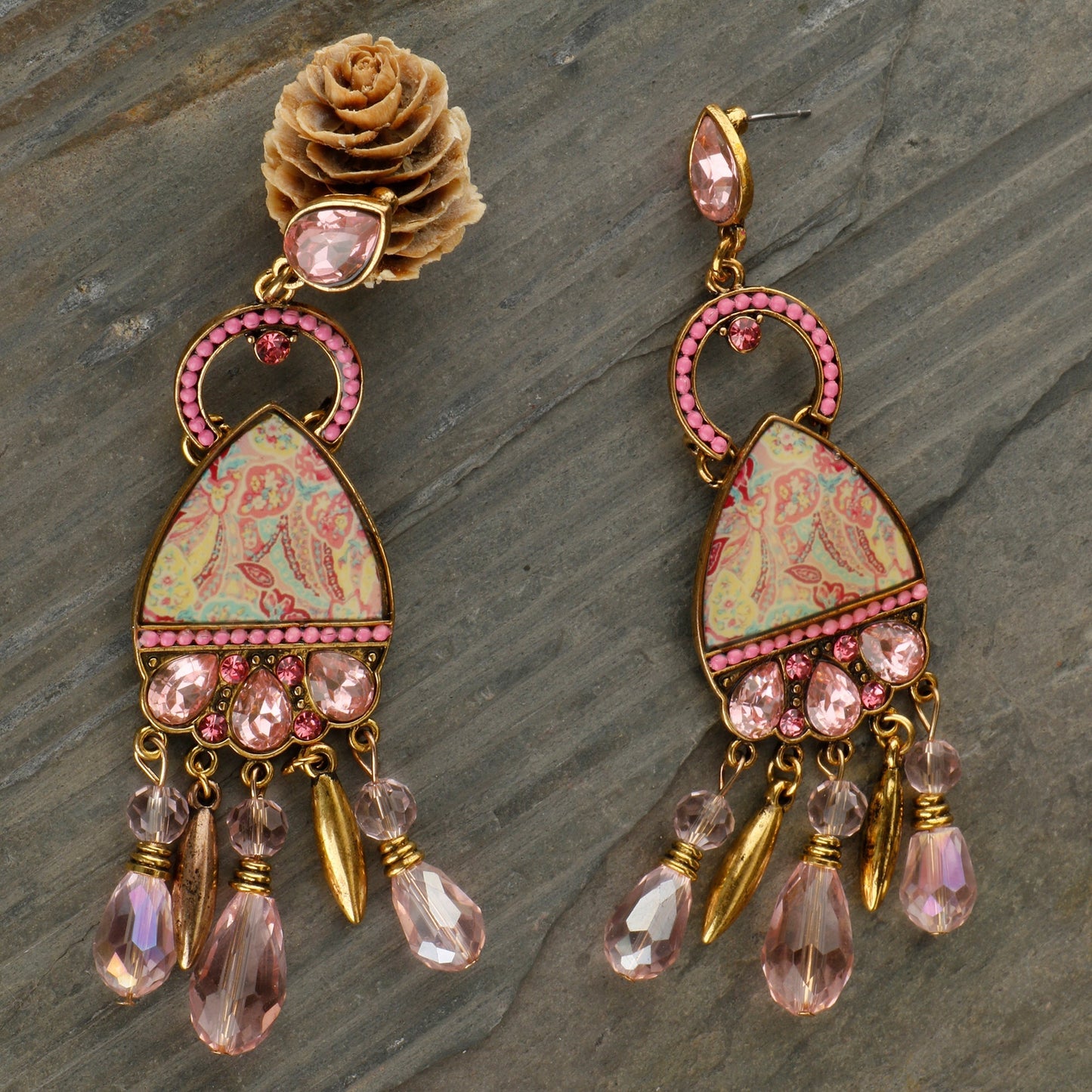 Stone strands: Hanging stones Hand painted dangler Earrings