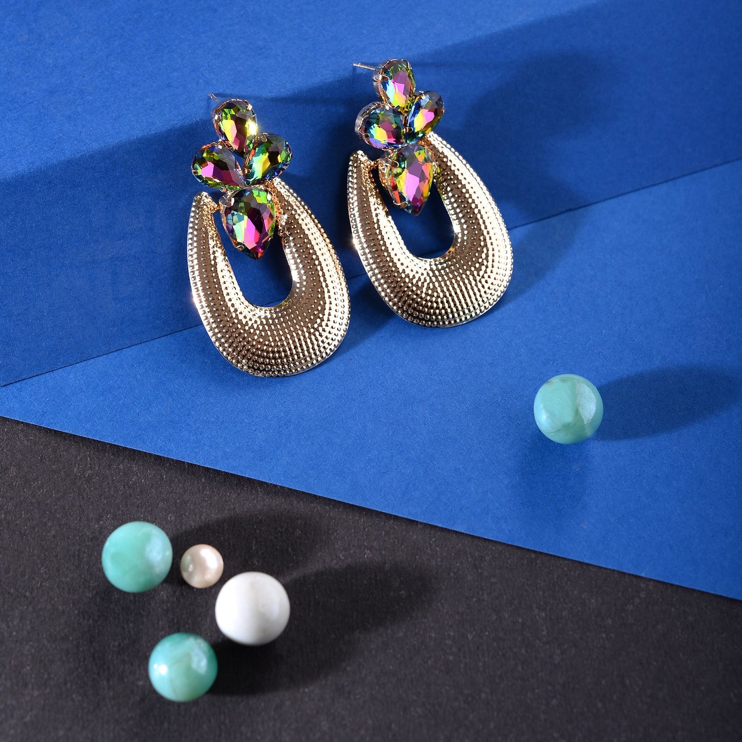 Shiny Plume- Stone studded Dangler earrings