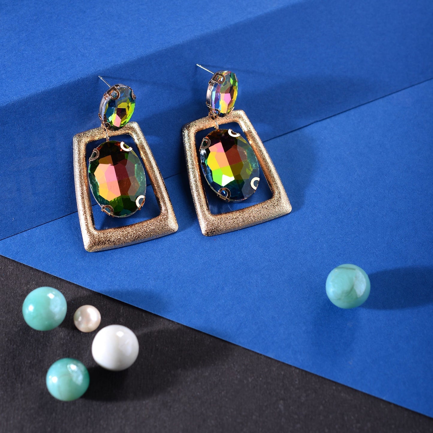 Blooming Box- Stone studded dangler Earrings