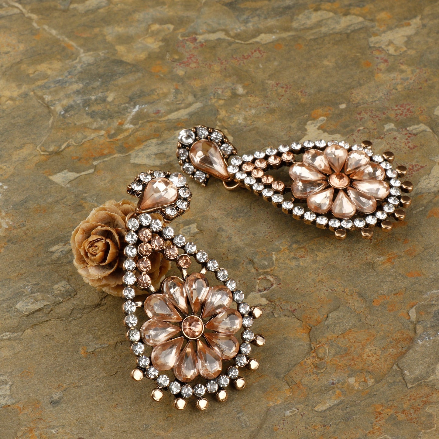Golden glow- Stone framed Dangler earrings