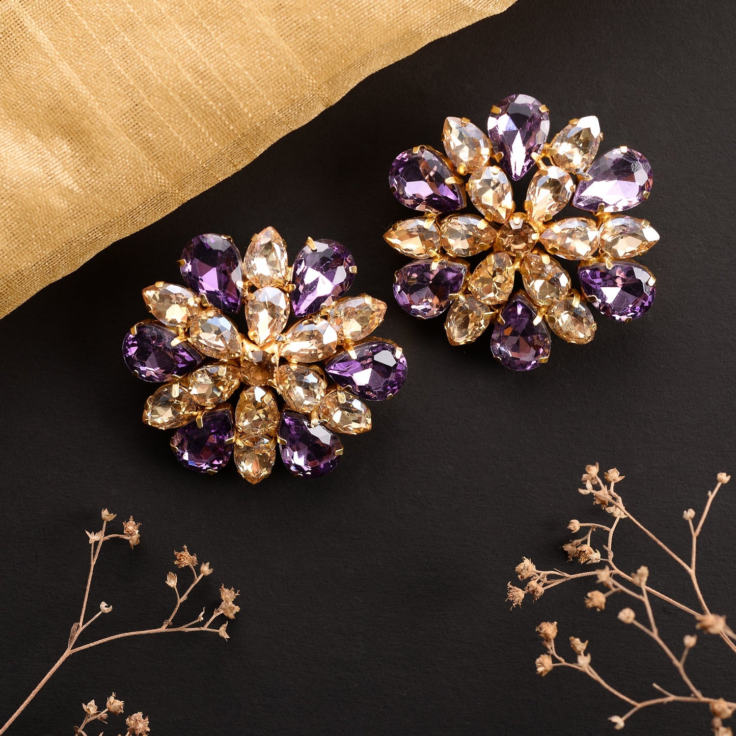Royal bloom- Stone studded Stud earrings