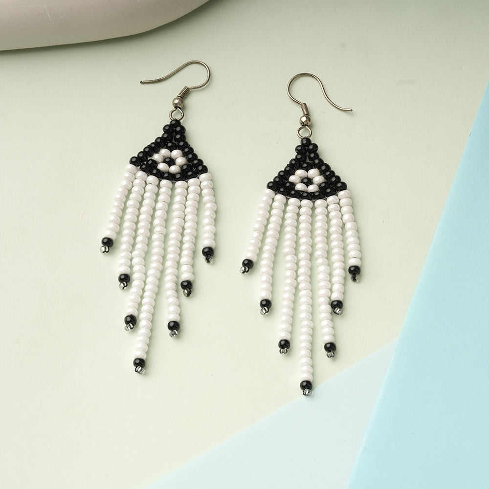 Satin Bead- Beaded dangler earrings