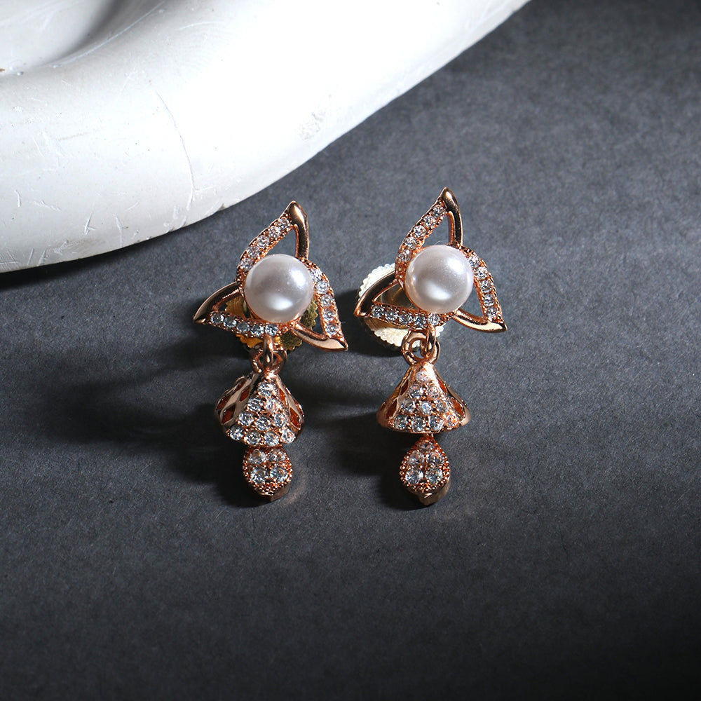 Astra Curve- Stone studded dangler earrings