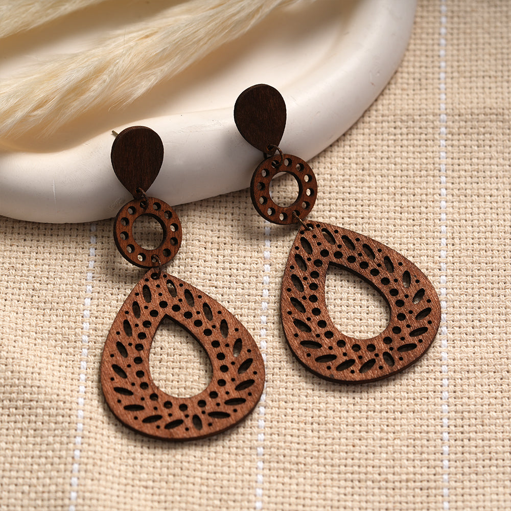 Boho Beast Wooden dangler earrings
